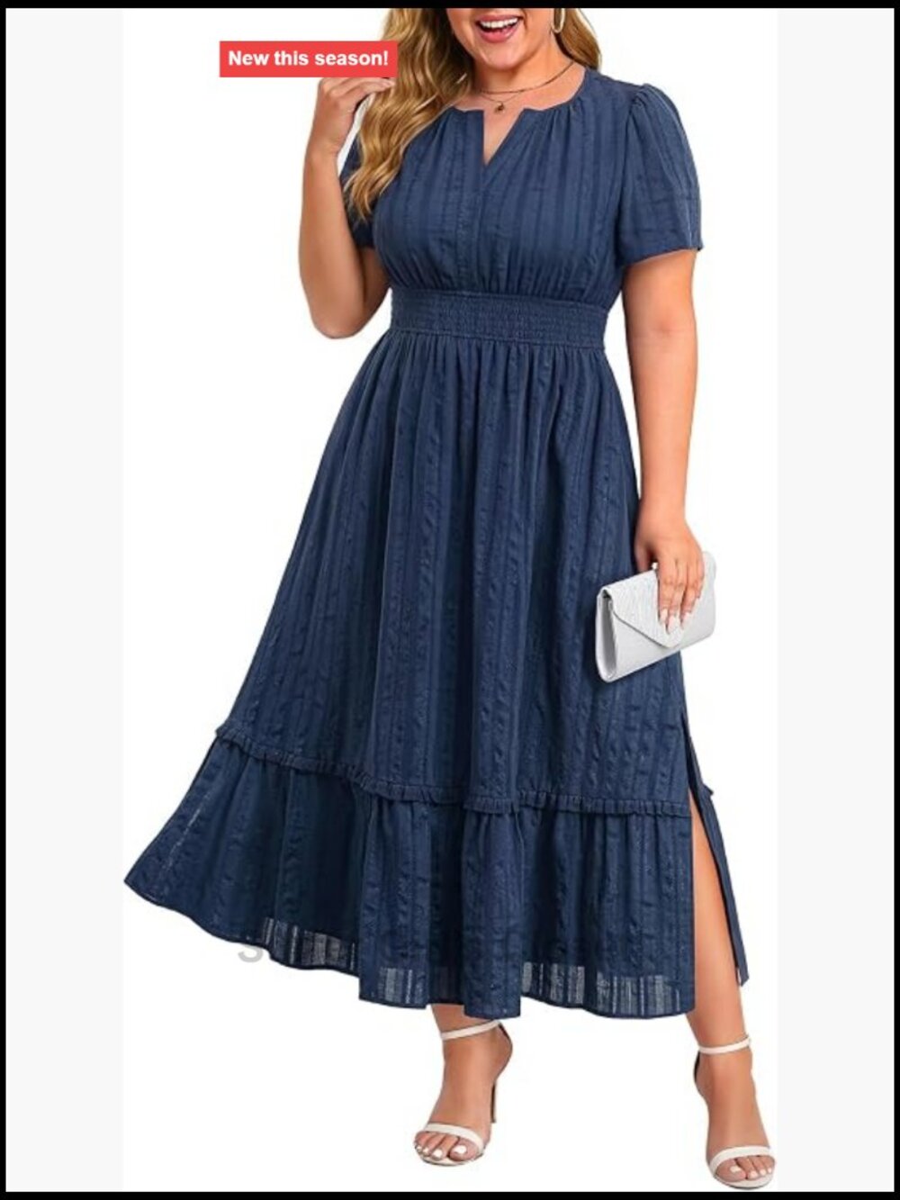 Plus Size Boho Cotton Maxi Dress V-Neck Short Sleeve Summer